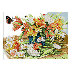 kit de démarreur au point de croix estampé papillon de fleurs pré-imprimé 14ct 44x33cm