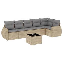 Maison Chic Salon de jardin avec coussins 7 pcs | Ensemble de Table et chaises | Mobilier d'Extérieur beige résine tressée -GKD92977