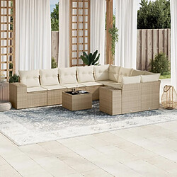 Maison Chic Salon de jardin avec coussins 10 pcs, Ensemble Tables et chaises de jardin, beige résine tressée -GKD546484