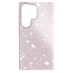 Avizar Coque Paillette pour Samsung Galaxy S23 Ultra Semi-rigide Spark Case rose