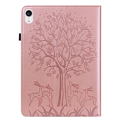 Etui en PU motif cerf et arbre, skin touch avec support et porte-cartes or rose pour votre Apple iPad mini 6 (2021)