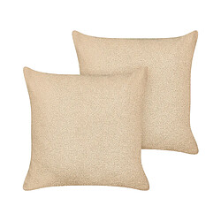 Beliani Lot de 2 coussins LEUZEA Bouclé 60 x 60 cm Unicolore Beige sable