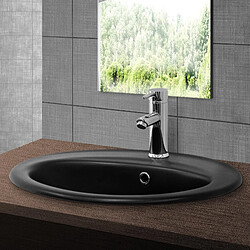 ML DESIGN MODERN LIVING Lavabo en céramique noir mat vasque encastre pour salle de bain 570x485x195 mm