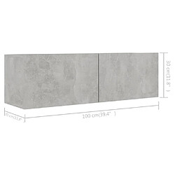 vidaXL Meubles TV 4 pcs Gris béton 100x30x30 cm Bois d'ingénierie pas cher