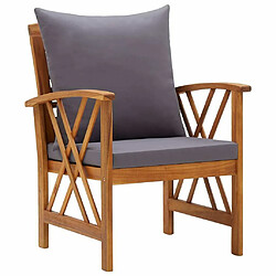 Maison Chic Lot de 2 Chaises de jardin,Fauteuil d'extérieur avec coussins Bois d'acacia massif -MN77803