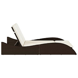 Maison Chic Chaise longue avec coussins, Transats, Bain de Soleil marron 114x205x73 cm résine tressée pas cher