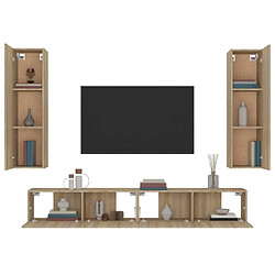 Maison Chic Ensemble de meubles TV 4 pcs | Banc TV Moderne pour salon | Meuble de Rangement - Chêne sonoma Bois d'ingénierie -MN16150 pas cher