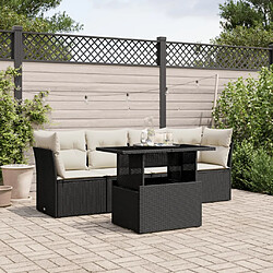 vidaXL Salon de jardin 5 pcs avec coussins noir résine tressée