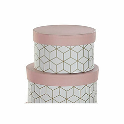 Avis Jeu de Caisses de Rangement Empilables DKD Home Decor Rond Rose Carton