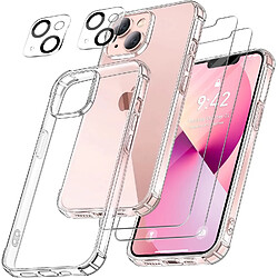 Coque Silicone Transparente Angles Renforces + Verres Trempes et Protections Camera Arriere X2 Pour iPhone 13 Little Boutik®