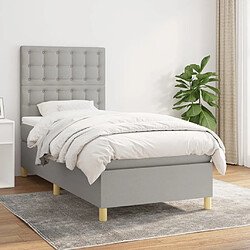 vidaXL Sommier à lattes de lit et matelas Gris clair 90x190 cm Tissu