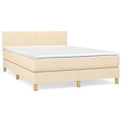 vidaXL Sommier à lattes de lit avec matelas Crème 140x190 cm Tissu