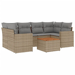 Maison Chic Salon de jardin avec coussins 7 pcs | Ensemble de Table et chaises | Mobilier d'Extérieur beige résine tressée -GKD78905