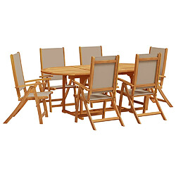 vidaXL Ensemble à Manger de jardin 7pcs bois d'acacia solide textilène