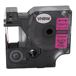 vhbw cassette cartouche 12mm noir sur rose vif pour imprimante d´étiquette Dymo LabelMaker 100, 100 Plus, 120P, 160, 200, 210D, 260P