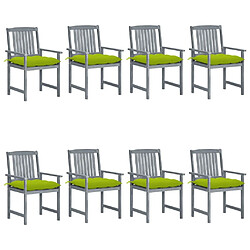 Maison Chic Lot de 8 Chaises de jardin avec coussins | chaises d'extérieur | Fauteuil Relax Bois d'acacia solide Gris -GKD70134