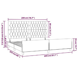 vidaXL Cadre de lit sans matelas et tête de lit taupe 200x200 cm tissu pas cher