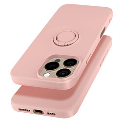 Avizar Coque pour iPhone 16 Pro Bague Support Silicone Flexible Rose