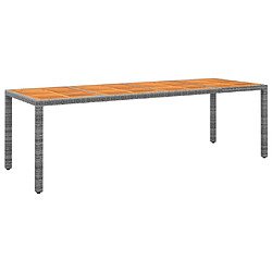 vidaXL Table de jardin gris 250x100x75 cm résine tressée/bois d'acacia