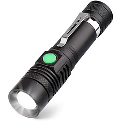 BESTA Lampe Torche LED Rechargeable USB, Lampe de Poche 600 Lumens, IP65 Étanche, 4 Modes Eclairage, Lampe de Poche Zoomable pour Ménage, Le Camping, La Randonnée, D'urgence (Batterie Incluse)