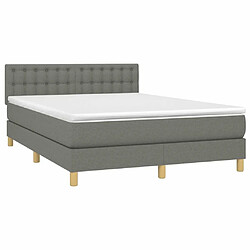 Avis Maison Chic Lit Adulte - Lit simple Lit à sommier tapissier avec matelas moelleux - Meuble de Chambre - Gris foncé 140x200cm Tissu -MN84785