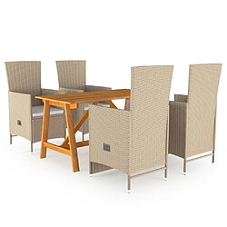 Salle à manger de jardin 5 pcs,Table et chaise à dîner Beige -MN45230