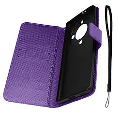 Avizar Étui Folio pour Honor Magic 5 Lite 5G Effet Croisillons avec Dragonne violet