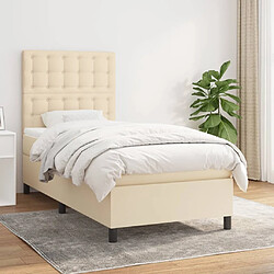 vidaXL Sommier à lattes de lit avec matelas Crème 80x200 cm Tissu