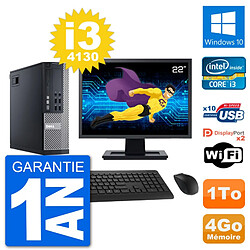 PC Dell 9020 SFF Ecran 22" Intel i3-4130 RAM 4Go Disque 1To Windows 10 Wifi - Occasion