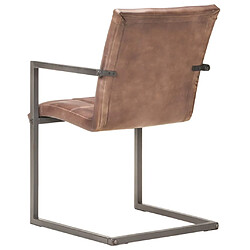 Acheter vidaXL Chaises à manger cantilever lot de 4 marron cuir véritable