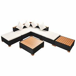 Maison Chic Salon de jardin 7 pcs + coussins - Mobilier/Meubles de jardin - Table et chaises d'extérieur Résine tressée Noir -MN53220