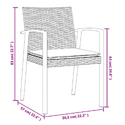 vidaXL Chaises de jardin coussins lot de 4 marron 56,5x57x83 cm rotin pas cher