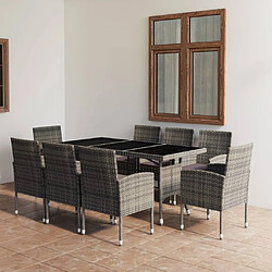 Maison Chic Jeu à dîner de jardin 9 pcs,Mobilier de salle à manger d'extérieur,Meuble à dîner Résine tressée Anthracite et gris -GKD986254