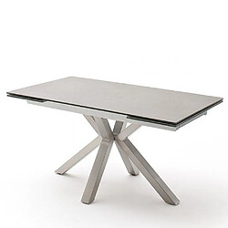 Inside 75 Table extensible NODA 160 x 90 cm plateau céramique gris clair pied acier brossé