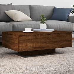 ComfortXL Table Basse Avec Lumières LED Chêne Marron 85x55x31 Cm