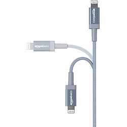 Basics Câble USB A vers Lightning en nylon tressé Chargeur certifié MFi pour iPhone Gris foncé 1,82 m