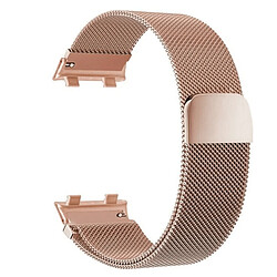 PHONECARE Kit Bracelet Milanese Loop Fermoir Magnétique + Film de Gel Full Cover pour Fitbit Inspire 2 - Rose / Transparent