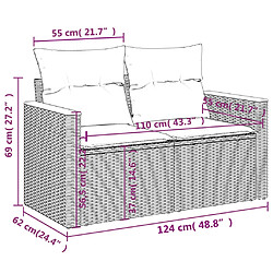 vidaXL Canapé de jardin avec coussins 2 places beige résine tressée pas cher