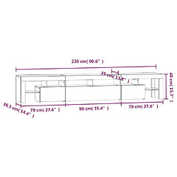 vidaXL Meuble TV avec lumières LED Blanc brillant 230x36,5x40 cm pas cher