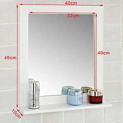 Avis SoBuy FRG129-W Miroir Mural Meuble Salle de Bain 1 étage Plateau L40xP10xH49cm- Blanc