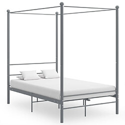 vidaXL Cadre de lit à baldaquin sans matelas gris métal 120x200 cm 