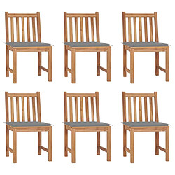 vidaXL Chaises de jardin 6 pcs avec coussins Bois de teck massif