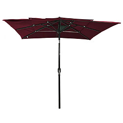 Helloshop26 Parasol à 3 niveaux avec mât en aluminium 2,5 x 2,5 m rouge bordeaux 02_0008751