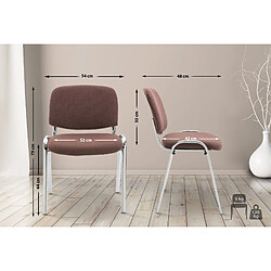 Decoshop26 Chaise visiteur empilable zone d'attente en tissu marron piètement à 4 pieds en métal chromé 10_0003368