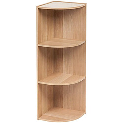 Iris Ohyama - Etagère d'angle 3 casiers / Etagère de rangement autoportante en bois MDF - Corner Bookcase CX-3C - Chêne clair, 29 x 29 x 87.2 cm