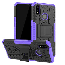 Wewoo Coque Pour OPPO Realme 3 Pro Texture de pneu TPU antichoc + PC Housse de protection avec support Violet