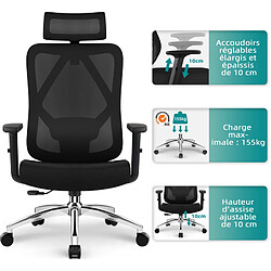 Acheter Chaise de Bureau Lexzurn 3D Soutien lombaire Ergonomique, Appui-tête et Accoudoir Ajustable