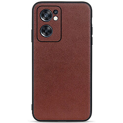 Coque en TPU + cuir véritable anti-rayures, légèreté, marron pour votre Oppo Reno7 SE 5G