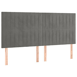 Avis vidaXL Tête de lit à LED Gris clair 200x5x118/128 cm Velours