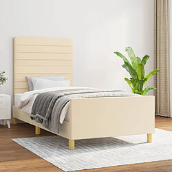 Maison Chic Lit adulte - Cadre Structure de lit avec tête de lit Contemporain Crème 100x200 cm Tissu -MN99481